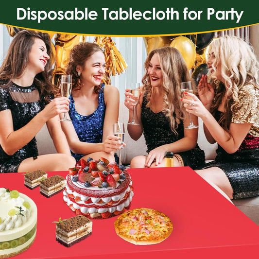 Xnluothsk Red 5 Pack 54 x 108 Inch Plastic Tablecloth Disposable Tablecloth for Rectangle Table, Party Plastic Table Cloth