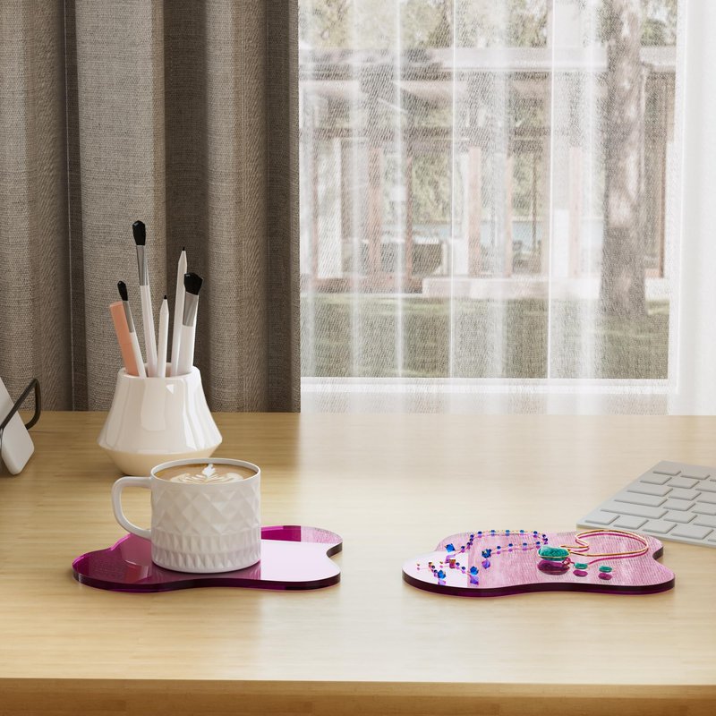 Leadiy Acrylic Coaster for Desk, Clear Bar Drink Coaster, Clear Cloud Shape Coffee Cup Coaster, Perfect for Tabletop Protection and Accessories Display.