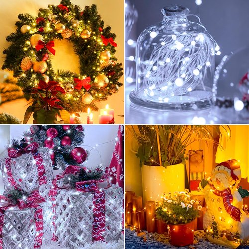 Fairdeer 20 Pack Fairy Lights Battery Operated - 7ft 20 Led Twinkle Lights 3 Modes, Bulk Mini String Lights Waterproof for Mason Jars Vases DIY Party Wedding Decoration Christmas - Warm and Cold White