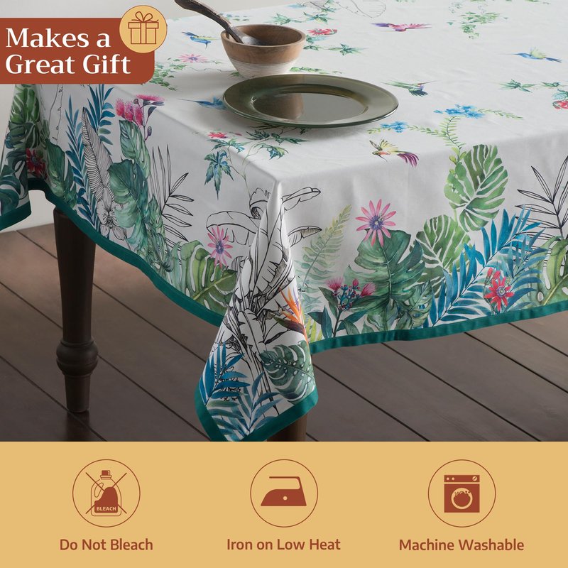 Maison d' Hermine Table Cloth Square Table 100% Cotton 54 x 54 Inches Tablecloth Reusable Decorative for Dining Kitchen Room Farmhouse Home Gifts for Mothers Day Spring Summer - Tropiques