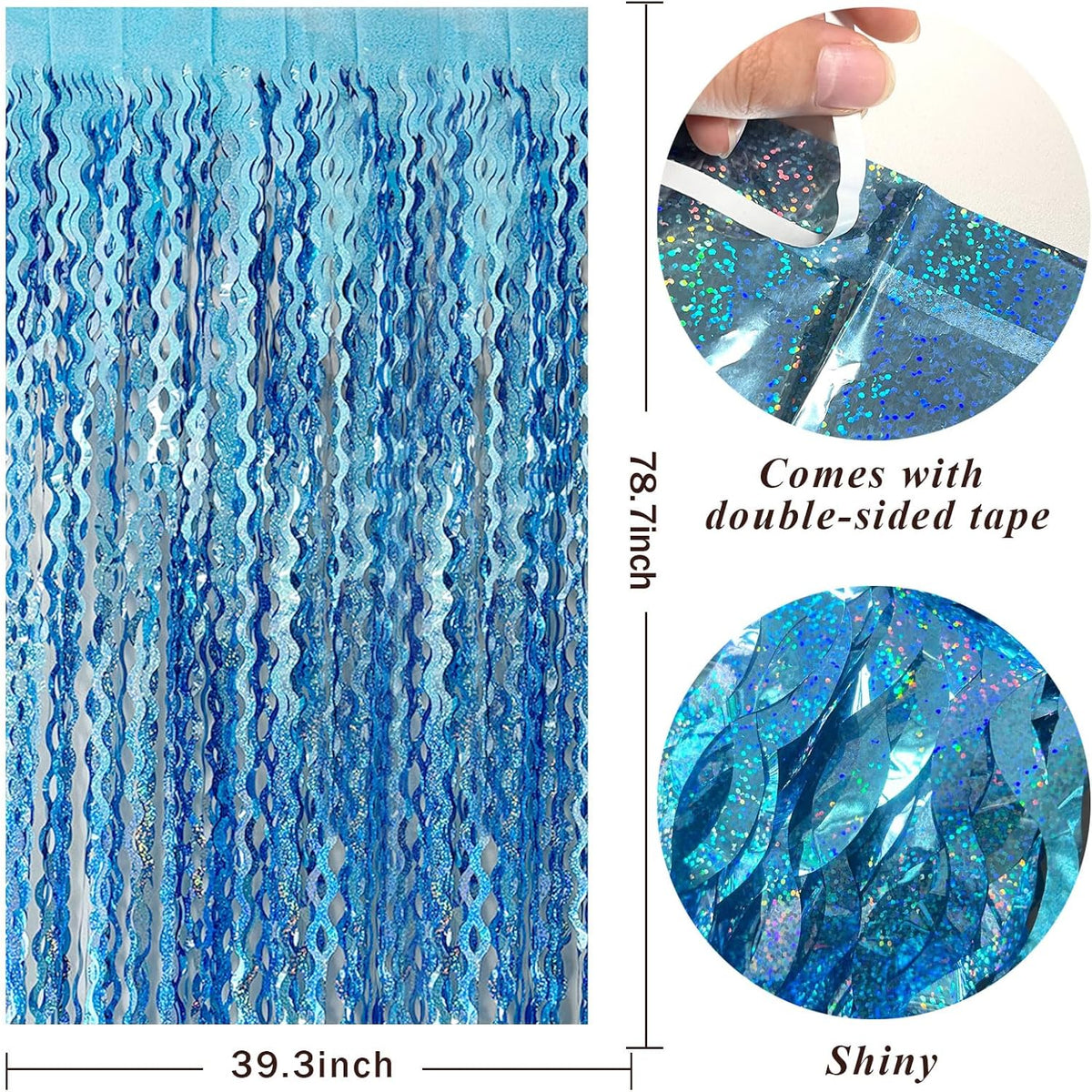 Skiennix Tinsel Foil Fringe Curtains - Sparkling Wavy Backdrop for Parties & Events | Perfect for Photo Booths