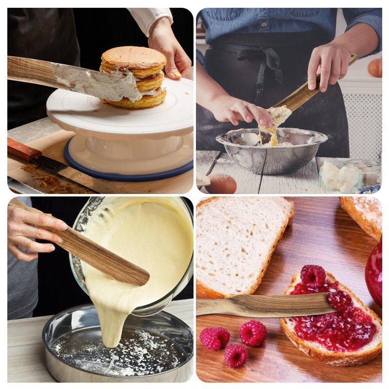 Spurtle for Sourdough Starter, Mixing, dough whisk, Reaching Bottom of Jar, Natural from High Moist Resistance Teak, wooden bread making tools, NonStick Cookware