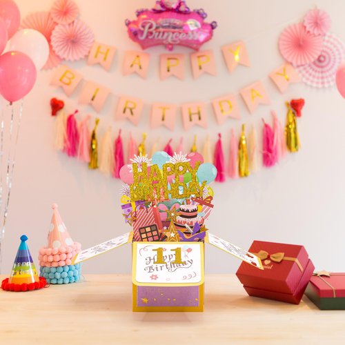 Funny Happy Birthday Gifts Card, Sweet 3D Birthday Gift Box for Adults and Kids with Envelopes, Unique Handmade Foldable Celebration Cards for Daughter, Son, Mom, Dad, Friend