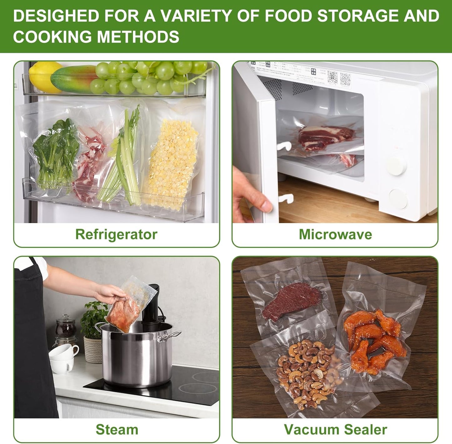 Moretoes Vacuum Sealer Bags - 6 Rolls 8" x 20' BPA-Free Food Storage Bags for Sous Vide & Meal Prep