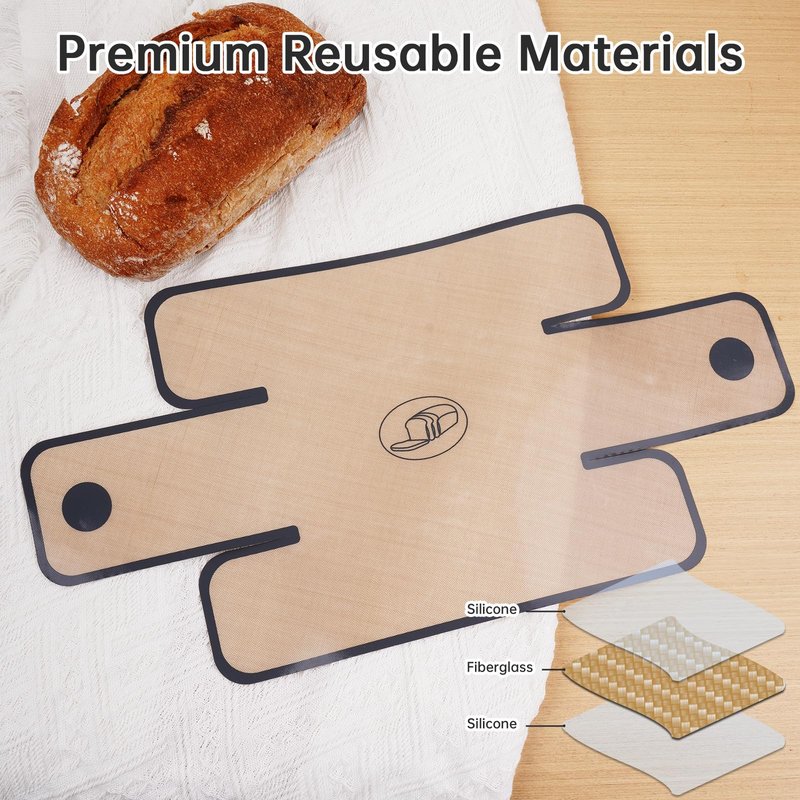 NiHome 4-Pack Silicone Bread Loaf Pan Liners, Reusable and Nonstick Silicone Bread Sling, Fit for 9x5, 9.5x5, and 10x5 Inch Loaf Pans, Dishwasher Safe, Easy to Clean (Brown)