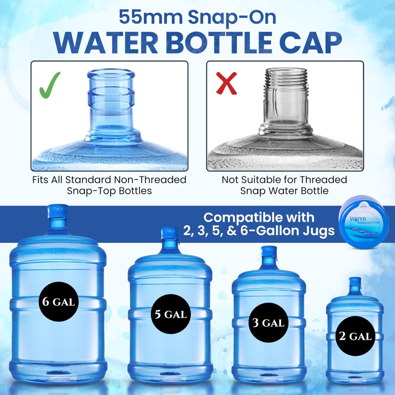 [10 Pack] USA Made 3 & 5 Gallon Water Bottle Caps - Spill Proof 5 Gallon Water Jug Cap fits 2, 3, 5, 6 Gallon Water Jugs - 5 Gallon Water Jug Lid - Lids for 5 Gallon Jug Cap, 3 Gallon Water Jug Cap