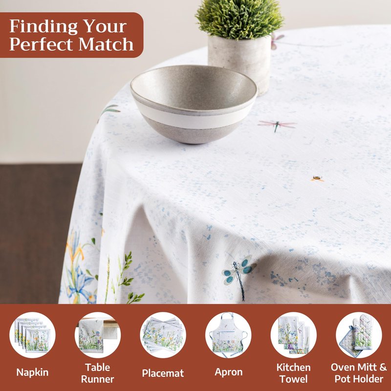 Maison d' Hermine Table Cloth Round Table 100% Cotton 69 Round Inches Tablecloth Reusable Decorative for Dining Kitchen Room Farmhouse Home Gifts for Mothers Day Spring Summer - Fleurs De Mai