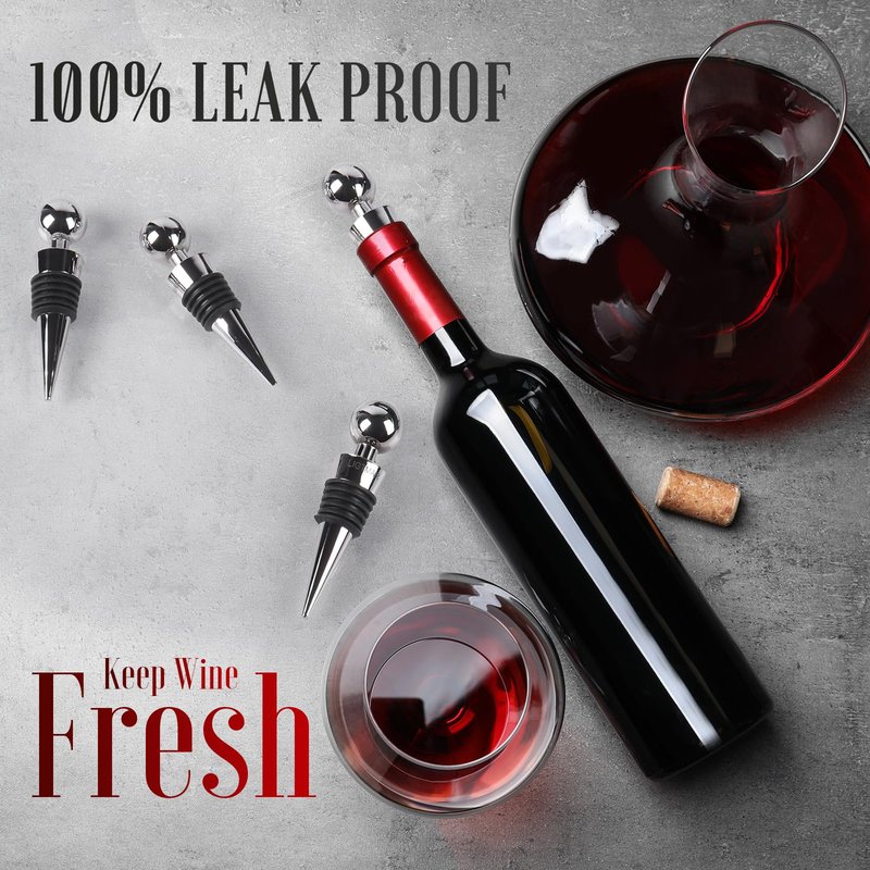 4Pcs Wine Saver Wine Stopper Wine Bottle Plug with Silicone Reusable Wine Corks, Expanding Beverage Bottle Stopper, Reusable Bottle Sealer Keeps Wine Fresh