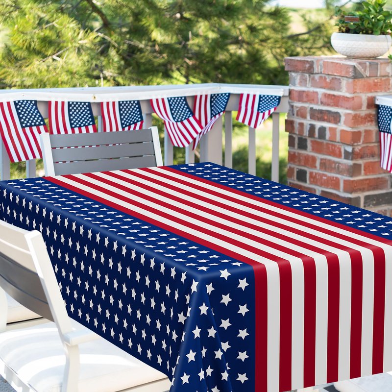 3Pcs 4th of July Tablecloths, 108" X 54" 250th Anniversary Patriotic Plastic Tablecloth, Rectangle 4th of July Table Cloth Red White Blue Tablecover, USA Party Supplies Independence Day Decorations