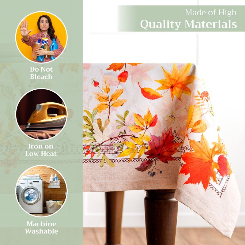 Maison d' Hermine Table Cloth Rectangle Table 100% Cotton 70 x 90 Inches Fall Tablecloth Reusable Everyday Use for Thanksgiving Christmas Decorations Dining Farmhouse Party (Amarante)