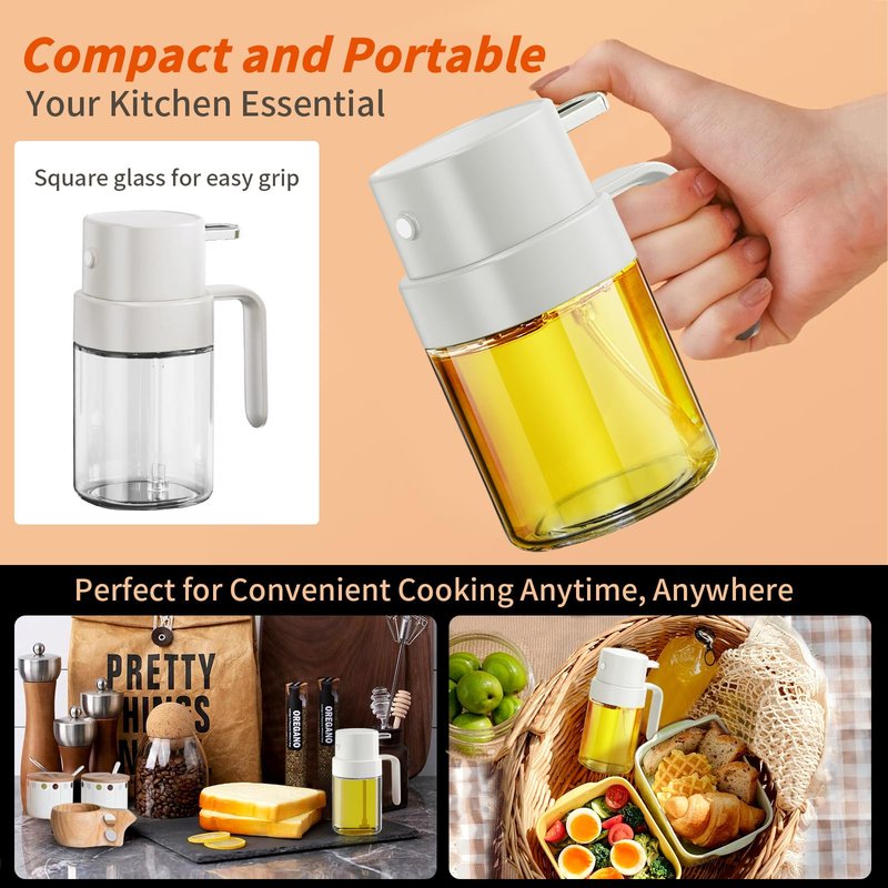 YARRAMATE Mini Oil Sprayer for Cooking, 6.8 OZ/ 200 ML Premium Oil Spray Bottle for Kitchen, Food-grade Olive Oil Sprayer, Portable Oil Mister for Air Fryer, kitchen, Outdoor BBQ and Camping (White)
