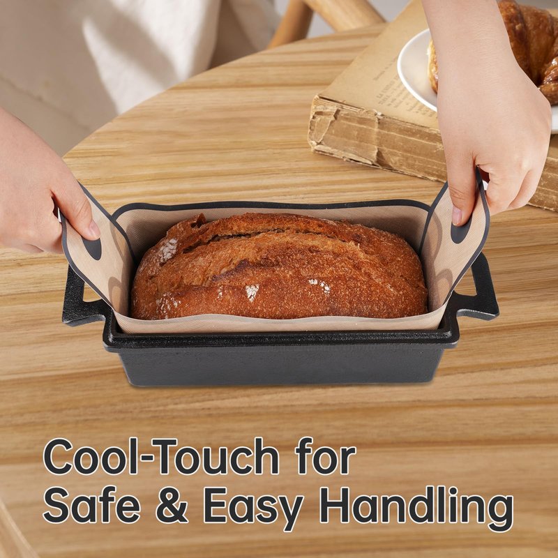 NiHome 4-Pack Silicone Bread Loaf Pan Liners, Reusable and Nonstick Silicone Bread Sling, Fit for 9x5, 9.5x5, and 10x5 Inch Loaf Pans, Dishwasher Safe, Easy to Clean (Brown)