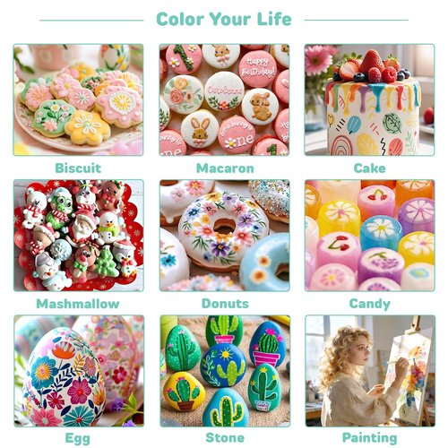 Food Coloring Marker Pens,12Pcs Dual Sided Food Grade and Edible Markers with Fine&Thick Tip,Edible Pen Gourmet Writers for Decorating Cake,Cookies,Fondant,Frosting,Easter Eggs,Painting,Drawing,Baking( For 12+ Year Old)