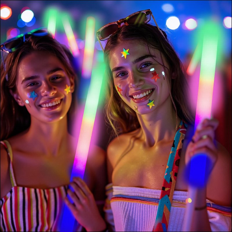 SVYIQ 12 PCS Foam Glow Sticks Bulk With 3 Modes Colorful Flashing,Foam Light up Sticks,Glow Sticks for Wedding,Glow in Dark Party Supplies for Wedding,Halloween, 4th of July,Raves,Concert,New Year1