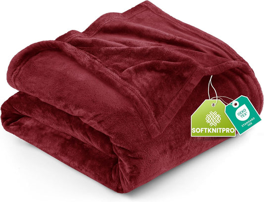 Utopia Bedding Fleece Blanket - Luxury Soft Microfiber Queen Size in Burgundy (90x90 Inch)