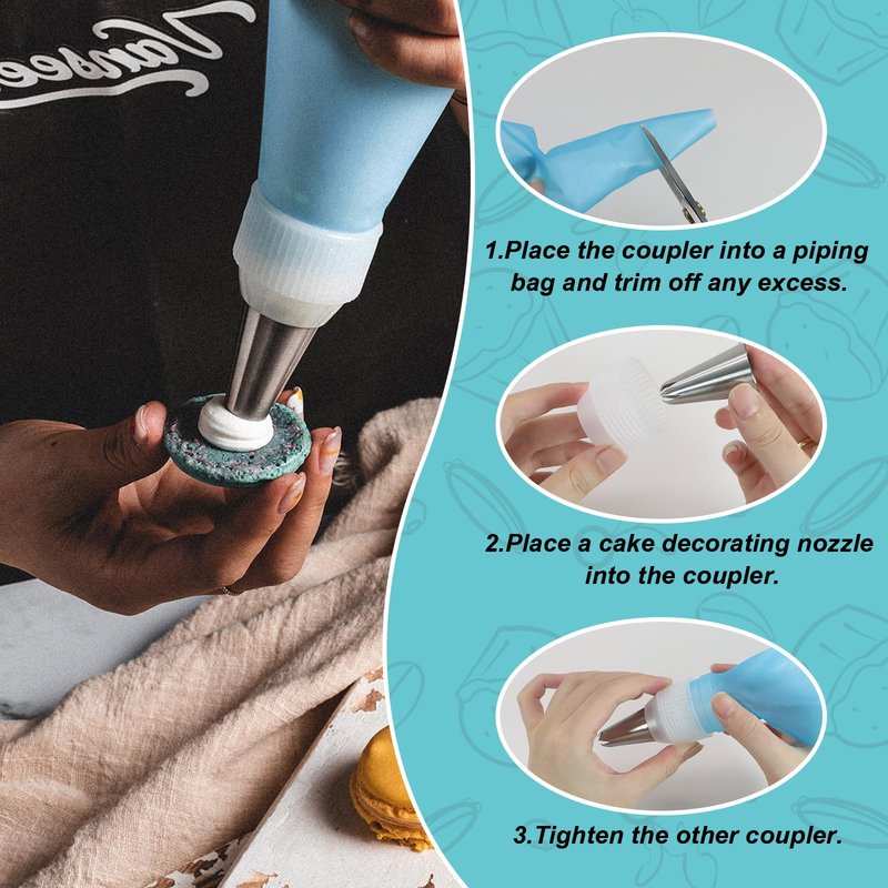 Large Piping Tips Set, Piping Bags and Tips Set 5 PCS Stainless Steel Frosting Tips for DIY Pastry Dough, Cookie, Cupcake, Cake (1M 2D 2F 6B 2A)