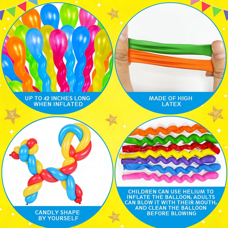 100Pcs 40 Inches Latex Spiral Balloons for Assorted Boys Girls Birthday Party Balloons