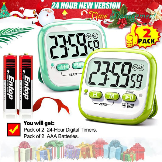 Antonki 2 Pack Classroom Timers for Kids Teachers, Magnetic Countdown Digital Kitchen Timer for Cooking, Study, Exercise, Games, Time Mangement - Loud/Silent Mode - Battery Included