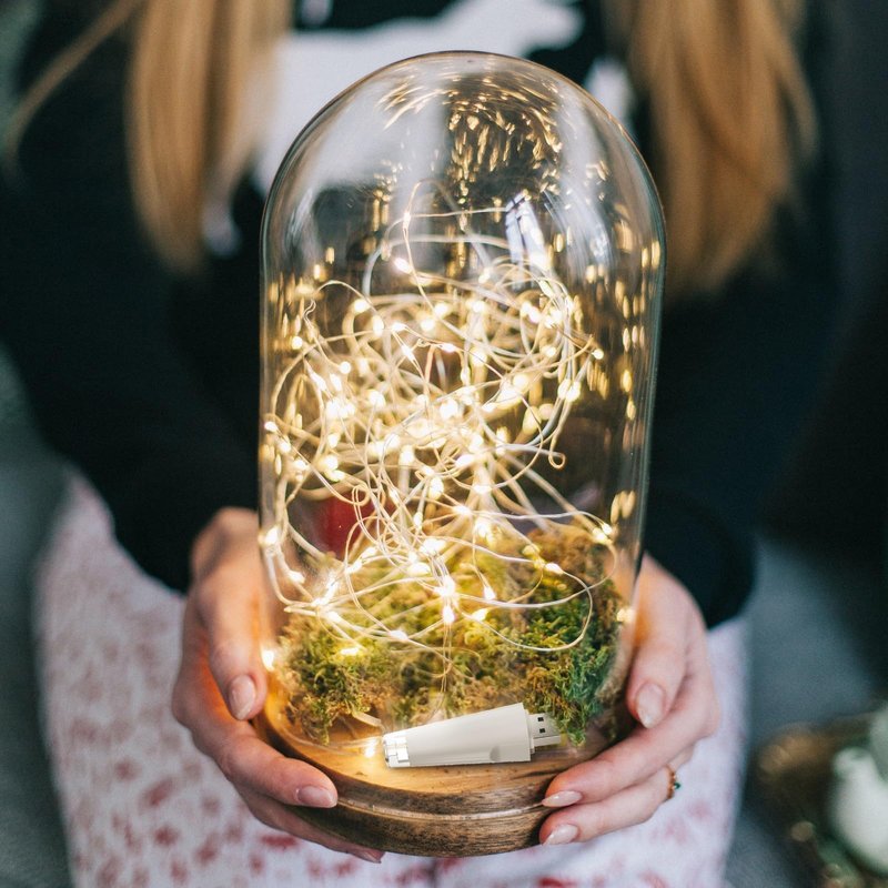 Dumcuw Fairy Lights USB Rechargeable Battery Operated, 7ft 20 LED String Lights Indoor for Bedroom Mason Jars Wedding Table Centerpieces Decorations Christmas Party Decor(Warm, 3 Pack)