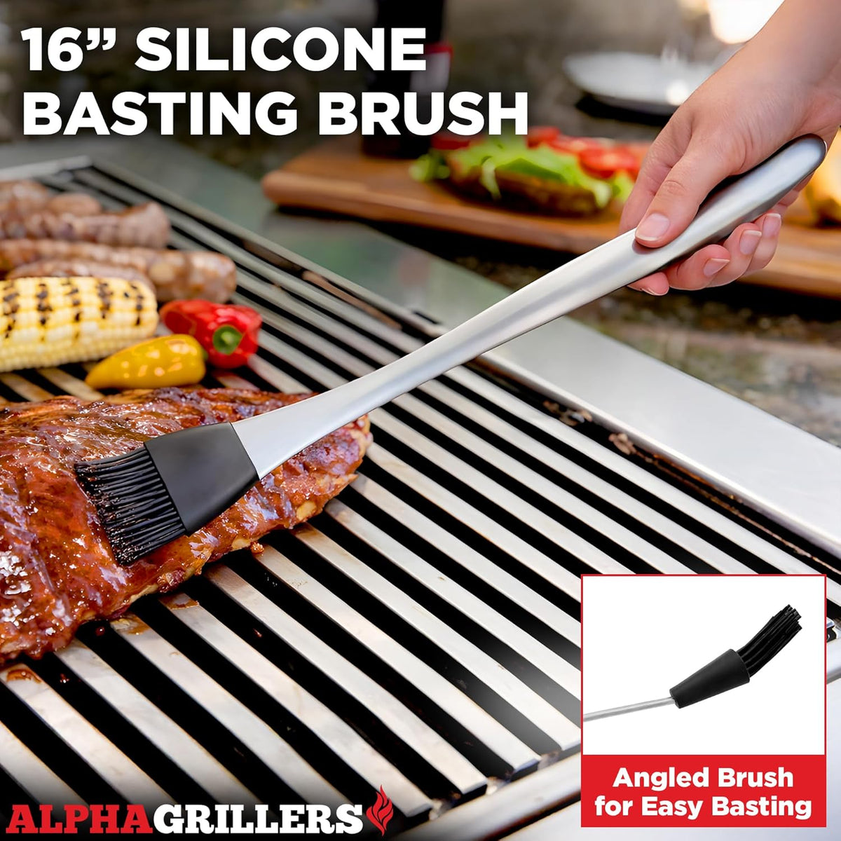 Alpha Grillers Grilling Accessories | BBQ Tool Set with Spatula, Fork, Brush & Tongs - Perfect Gifts for Men