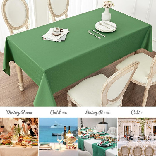 Veblandy Rectangle Tablecloth Waterproof 60x104 inch Linen Textured Table Cloth Stain and Wrinkle Resistant Washable, Decorative Fabric Table Cover for Dining, Party and Camping, Green