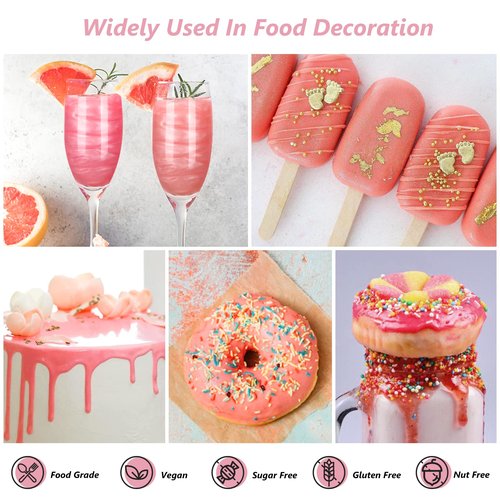 Edible Luster Dust Rose Gold10 Grams, Food Grade Cake Luster Dust Tasteless Dessert Dusting Powders for Baking Cherrysea Food Coloring Powder for Cupcakes, Cake Pops,Fondant,Chocolate, Candy