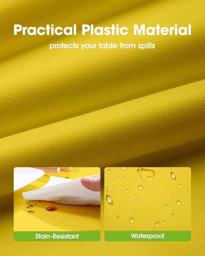 Pureegg Plastic Table Cloth Disposable 10 Pack, 54 x 108 Inch Table Cloths, Easter Party, Decorative Tablecloths, Rectangle, Lemon, Pastel Plastic Cover, Leakproof & Sturdy, Yellow