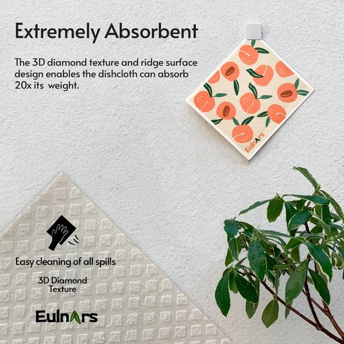 Eulnars Swedish Dishcloths for Kitchen, 10 Pack Reusable Paper Towels Washable, Soft Dish Towels for Kitchen, Super Absorbent Dish Cloths for Washing Dishes, Housewarming Gifts