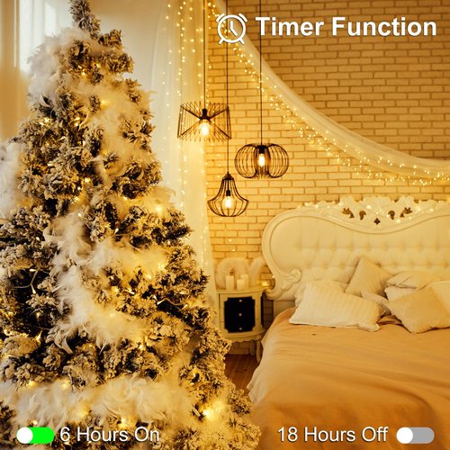 echosari 2 Pack Christmas String Lights Battery Powered, 100 LED 33Ft Fairy String Lights Remote Timer 8 Modes Waterproof Fairy Lights for Bedroom Wedding Party Outdoor Indoor Decor (Warm White)