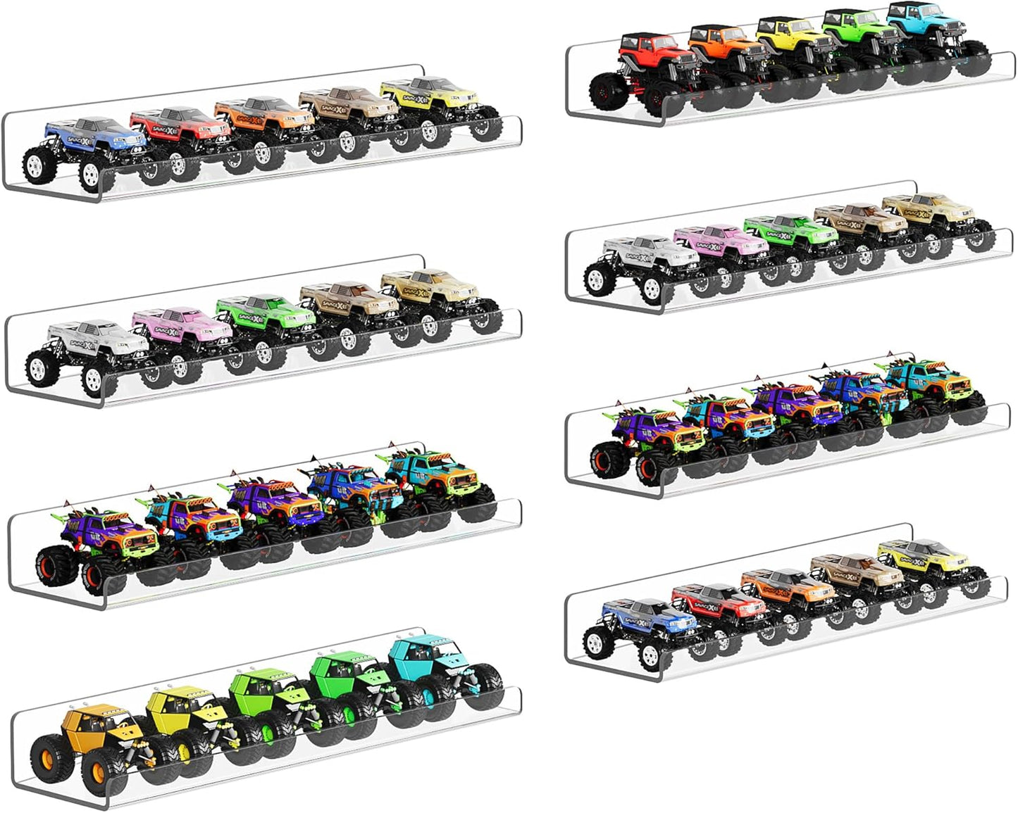 Upsimples 8 Pack Acrylic Wall Shelves - Clear Display Shelf for Toys, Perfume & Books | 15" Organizers
