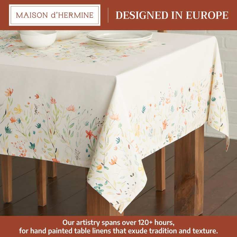 Maison d' Hermine Table Cloth Square Table 100% Cotton 60 x 60 Inches Tablecloth Reusable Decorative for Dining Kitchen Room Farmhouse Home Gifts for Mothers Day Spring Summer - Colmar