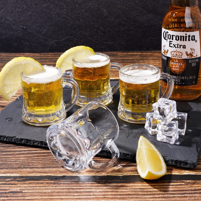 ZZYFGH 6 Pack Mini Beer Shot Glasses, Shot Glasses with Handle, Mini Heavy Base Clear Beer Mugs-1.8 Ounce, Tequila, Vodka, Great for Father, Husband, Birthday or Friend Party Present