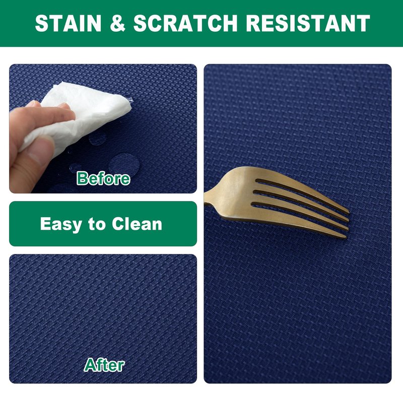 Biscaynebay Textured Fabric Tablecloths 60x108 Inches Rectangular, Navy Water Resistant Tablecloths for Dining, Kitchen, Wedding and Parties etc. Machine Washable