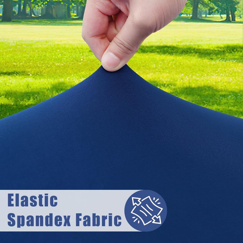 Moosfor Round Spandex Tablecloth, Elastic Fitted Waterproof Tablecloths for 25"-30" Tables, Stretch Washable Picnic Table Cover for Camping, Dining, Indoor and Outdoor, Navy