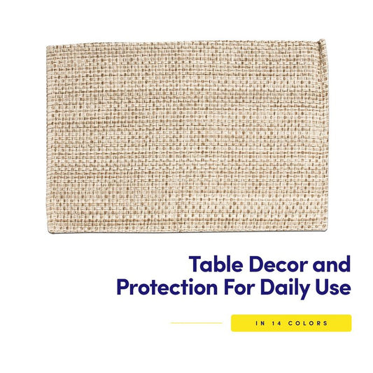 Sweet Home Collection 100% Cotton Placemats for Dining Room Rectangle Two Tone Woven Fabric 13" x 19" Soft Durable Table Mat Set, Set of 4, Eggshell