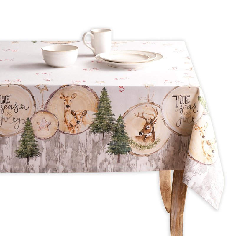 Maison d' Hermine Table Cloth Square Table 100% Cotton 60 x 60 Inches Fall Tablecloth Reusable Everyday Use for Thanksgiving Christmas Decorations Dining Farmhouse Party (Mountain Life)