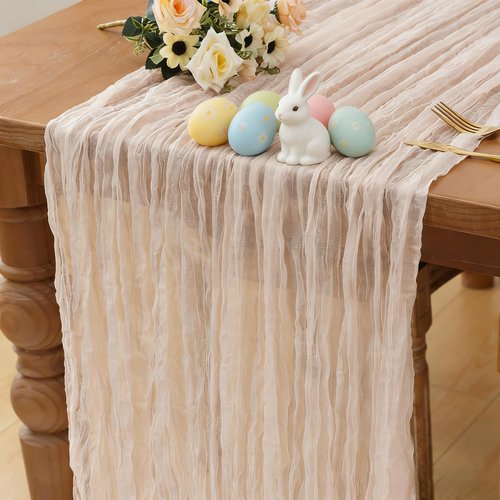 Dusty Pink 1 Pack Cheesecloth Fall Thanksgiving Table Runner 120 Inch 10 FT Boho Rustic Gauze for Wedding Baby Shower Party Farmhouse Summer Home Decor Washable