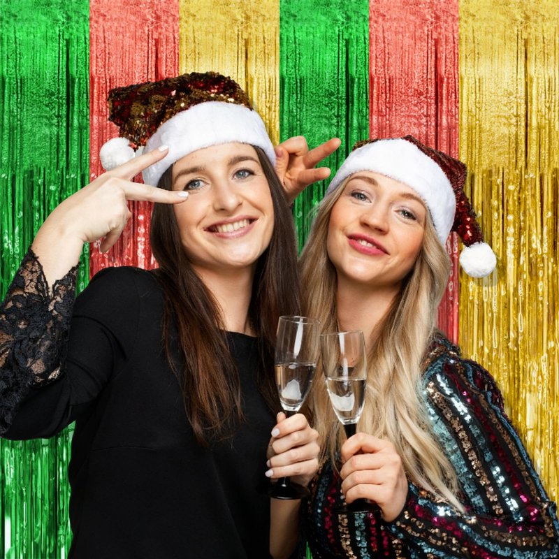 2 Pack Hawaii Backdrop Party Decorations Tinsel Curtain Summer Party Streamer Foil Fringe Birthday Decorations Photo Booth Vibrant Theme Christmas Beach Baby Shower Graduation Decor