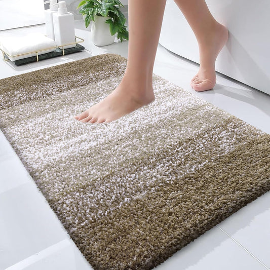 OLANLY Large Bath Rug Mat - Extra Soft Microfiber, Quick Dry, Machine Washable | 44x32 Coffee Color