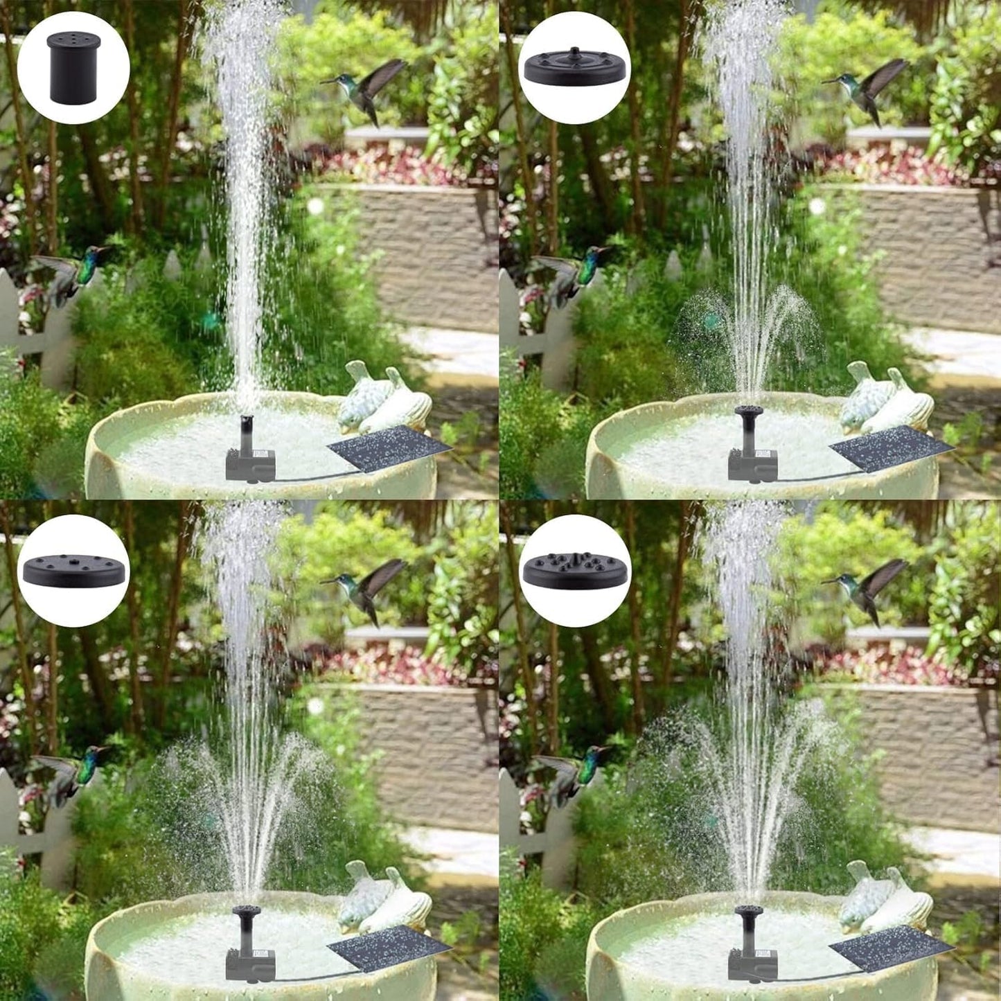 Skiennix Solar Fountain Pump Kit - 1.8W Upgraded Water Pump with 3M Cable & 4 Nozzles for Bird Bath & Garden