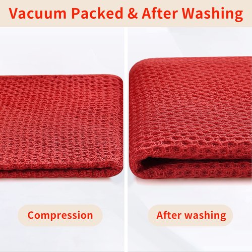 Homaxy 100% Cotton Waffle Weave Kitchen Dish Towels, Ultra Soft Absorbent Quick Drying Cleaning Towel, 13 x 28 Inches, 4-Pack, Brick Red