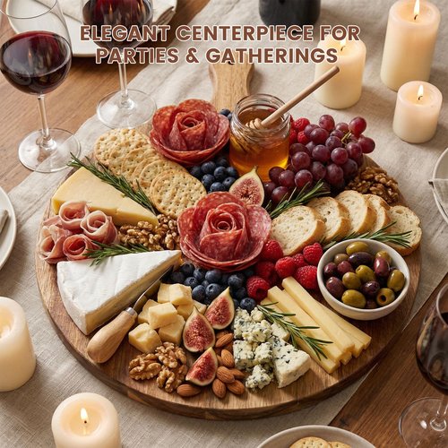 HANSGO Deviled Egg Platter, Wooden Round Deviled Egg Charcuterie Board Tray Holder Carrier with 24 Holes for Kitchen Countertops