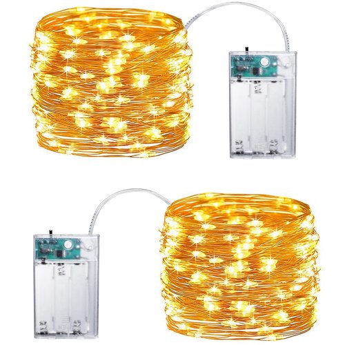 Joomer LED Fairy Lights Battery Operated, 2 Pack Each 16FT 50 LED Cuttable Starry Lights with Timer for Bedroom, Parties, Wedding Christmas Indoor Decor (Warm White)