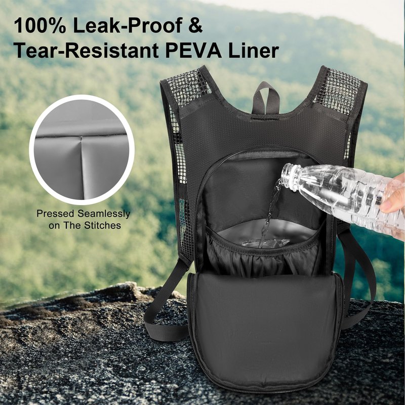 MIYCOO Hydration Backpack - Lightweight Water Backpack with 2L Water Bladder Bag, Running Hydration Vest Backpack for Men Women, Hydration Pack for Hiking, Cycling, Climbing (Black, 10L)