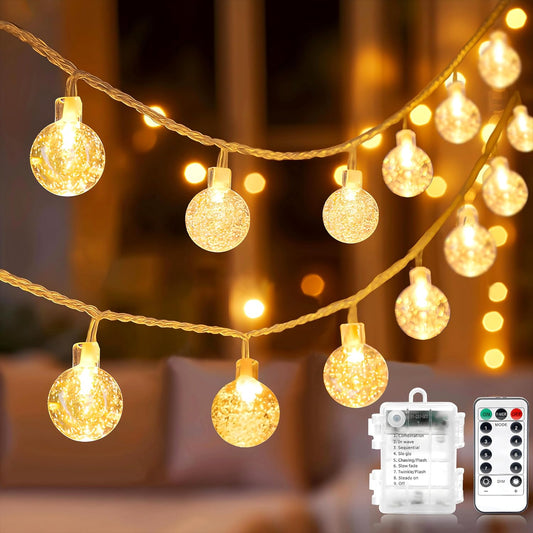 Metaku Globe Fairy Lights - 33ft 80LED Battery Operated String Lights | Waterproof for Indoor/Outdoor Use