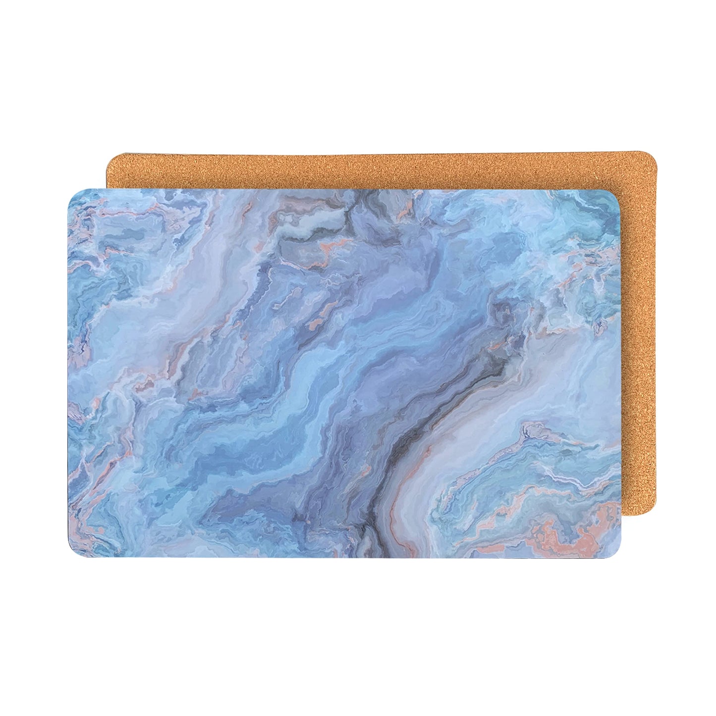 Dainty Home Navy Marble Rectangle Cork Placemats - Heat Resistant, Non-Slip, Easy Clean for Elegant Dining - 12"x18" Set of 8 - Perfect for Stylish, Modern Homes