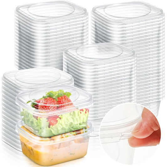 Yiyiring 50 Pack 16 oz Tamper Proof Clear Deli Containers with Lid Disposable Square Plastic Deli Sandwich Tiramisu Airtight Meal Container for Refrigerator Dishwasher Microwave Take out Kitchen