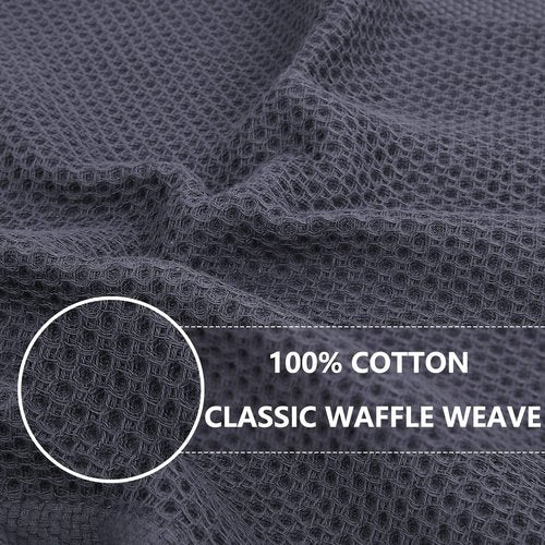 Homaxy 100% Cotton Waffle Weave Kitchen Dish Cloths, Ultra Soft Absorbent Quick Drying Dish Towels, 12 x 12 Inches, 24-Pack, Dark Grey