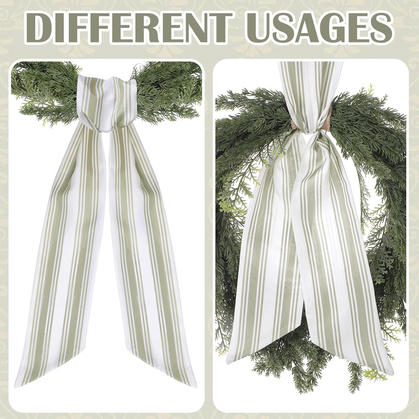 Boho Stripe Wreath Sash by [Brand Name] - 2 Pcs 60 Inch Blank Scarf for Rustic Home Decor | Perfect for Embroidery