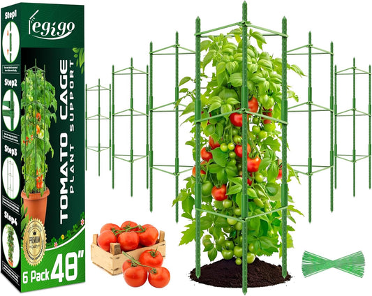 Legigo Tomato Cage - 6-Pack Garden Plant Support Up to 48 Inches | Ideal for Climbing Vegetables & Flowers